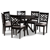 Baxton Studio Norah Modern and Contemporary Grey Fabric Upholstered and Dark Brown Finished Wood 7-Piece Dining Set
